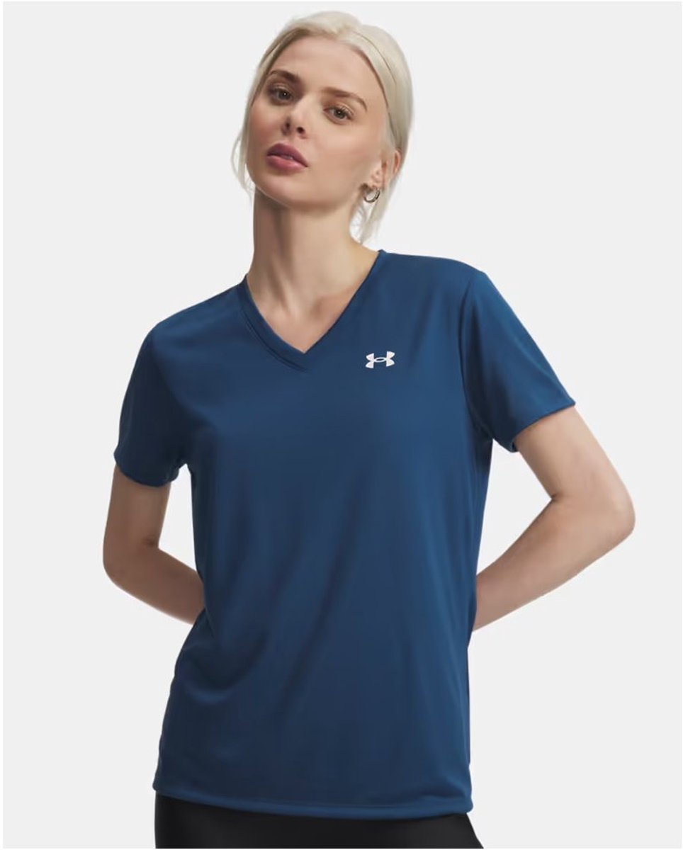 Under Armour Tech SSV – Solid-Blu Damen-Sportshirt – Wham Blue – Weiß