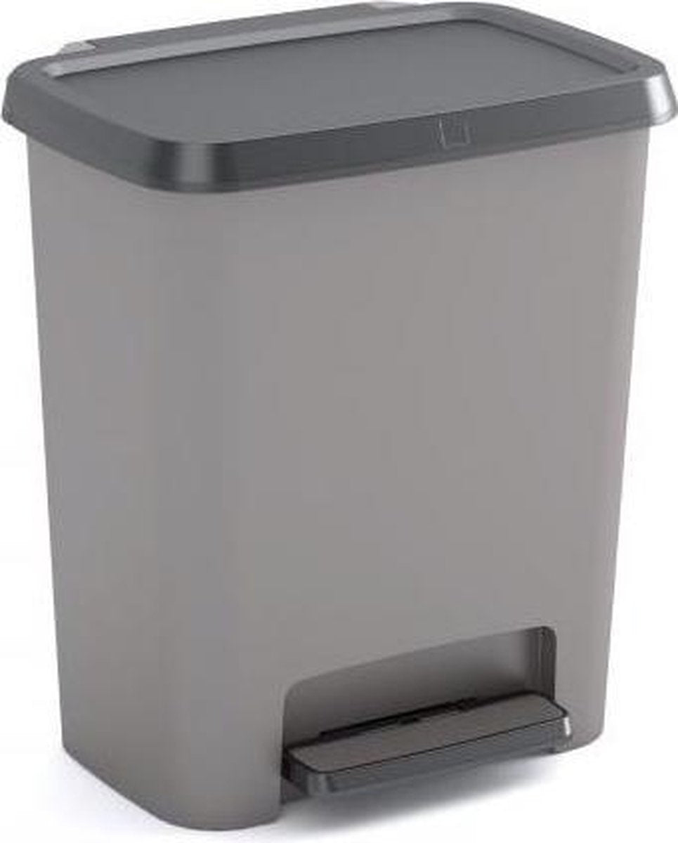 Curver Compatta Duo Abfallbehälter – 11 l + 11 l – grau schwarz – recycelter Kunststoff