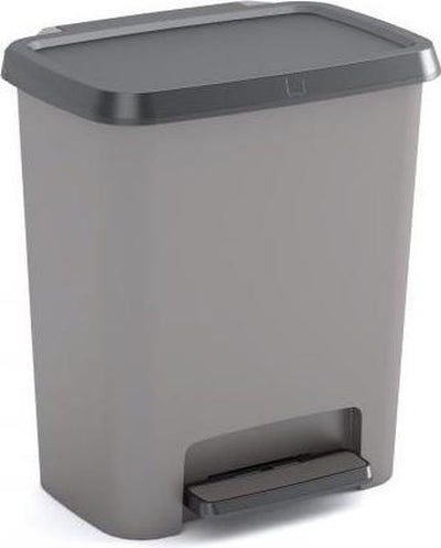 Curver Compatta Duo Abfallbehälter – 11 l + 11 l – grau schwarz – recycelter Kunststoff