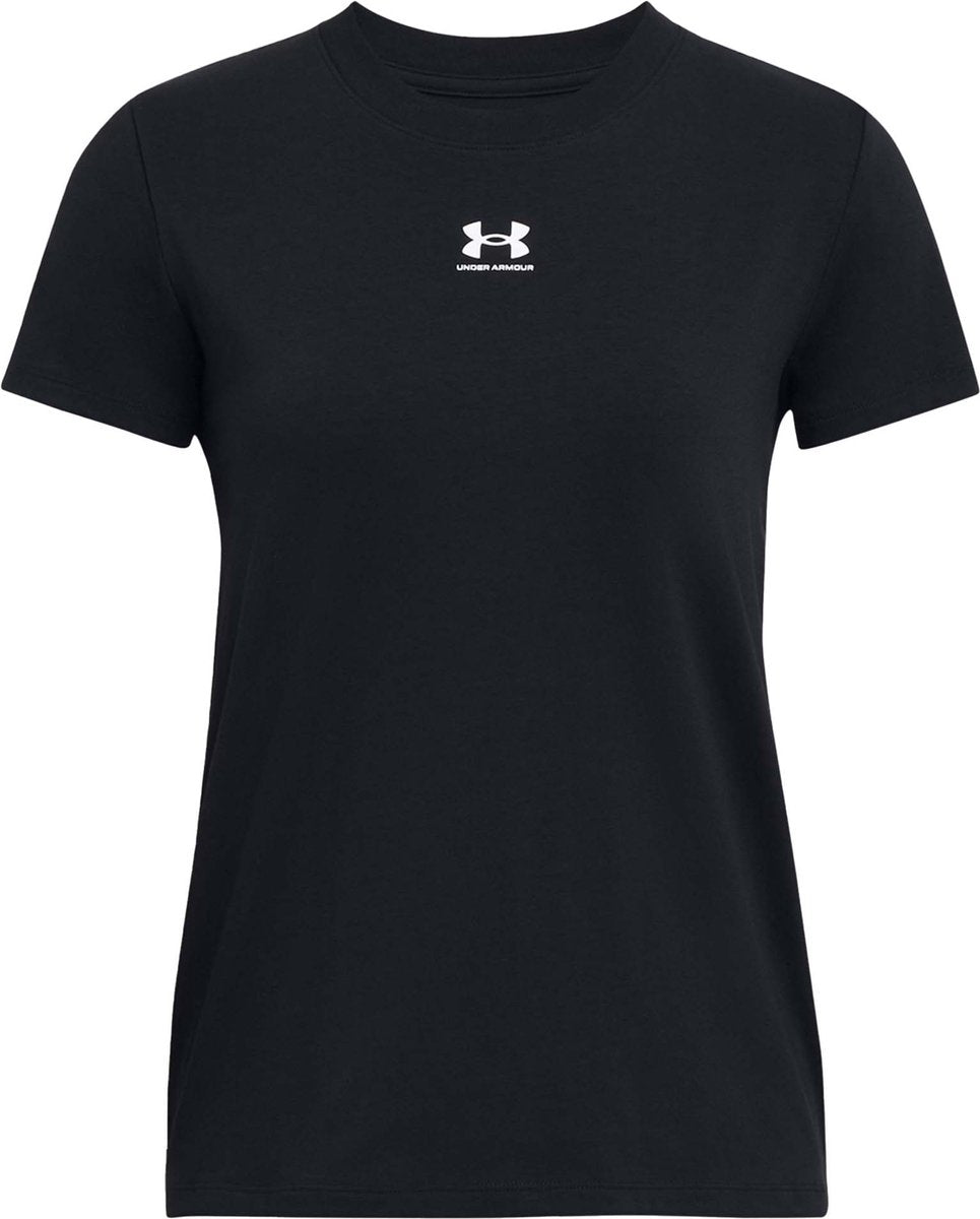 Under Armour UA Rival Core SS-BLK Damen-Sportshirt – Schwarz – Weiß