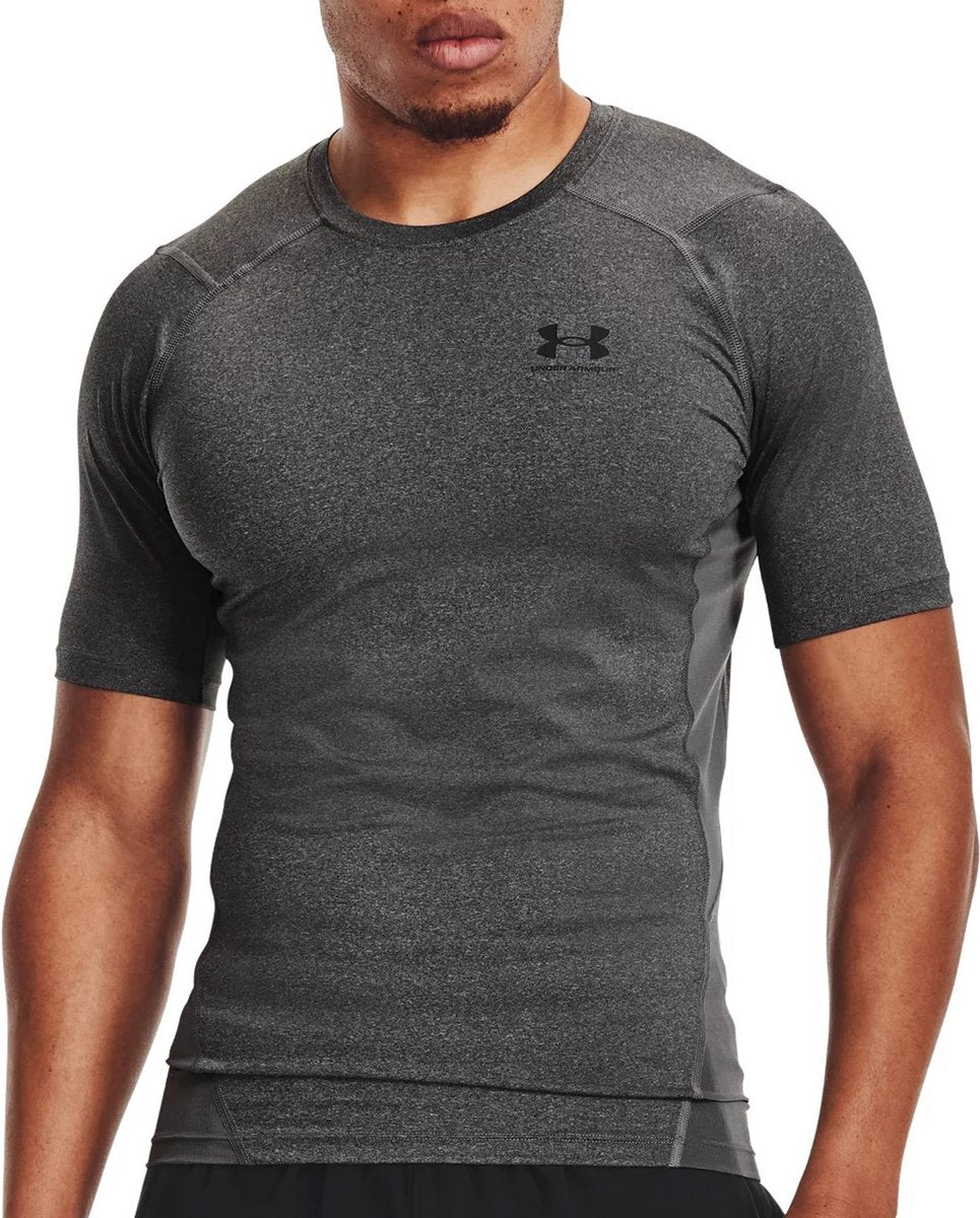 Under Armour UA HG Armour Comp SS Herren-Sportshirt – Grau – Schwarz
