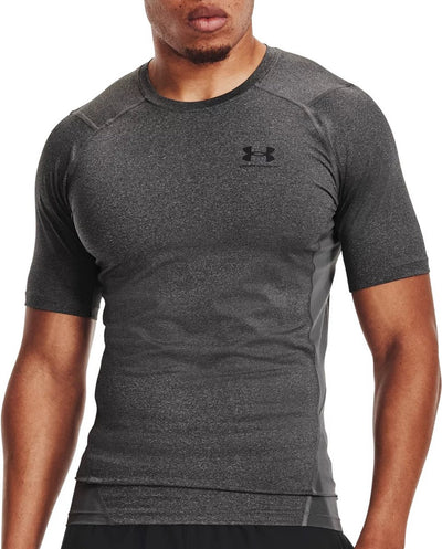 Under Armour UA HG Armour Comp SS Herren-Sportshirt – Grau – Schwarz