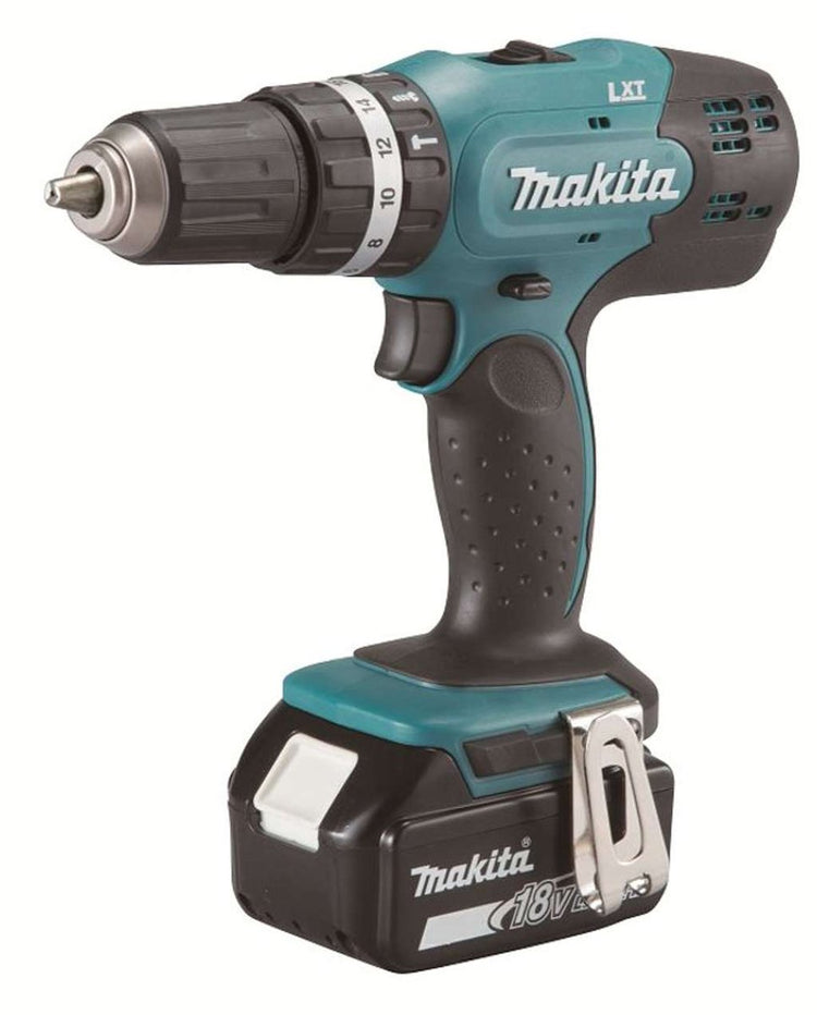 Makita-Werkzeuge – 18-V-Akku-Schlagbohrschrauber/-schrauber, 1x Li-Ion LXT 3,0 Ah, Ladegerät DHP453RFX8