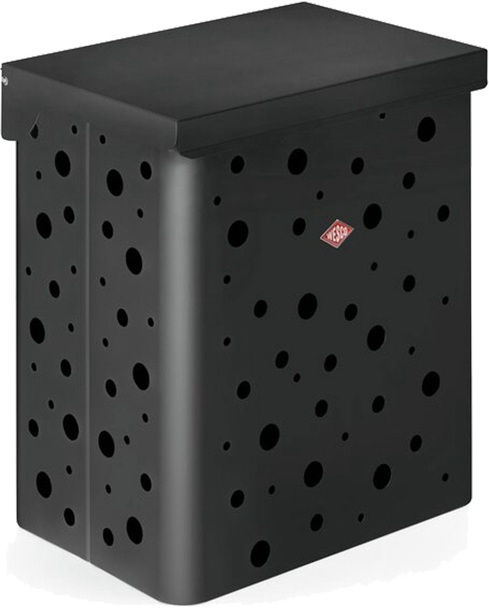 Wesco Wäschekorb Duo 1 mit Einsatz | 64 Liter | Duo-Wäschebox (2x32 Liter) | Metall - Graphit matt | Wäschekorb