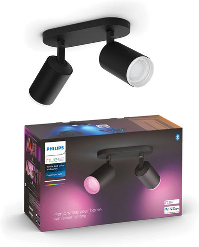 Philips Hue Fugato Aufbaustrahler – weißes und farbiges Licht – 2 Spots – Schwarz