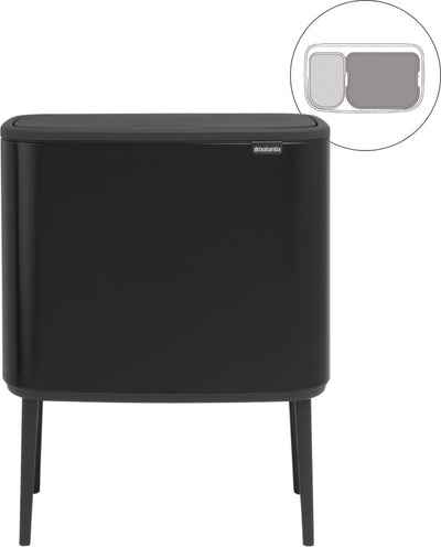 Brabantia Bo Touch Bin Abfallbehälter – 11 + 23 Liter – Mülltrennung – Mattschwarz