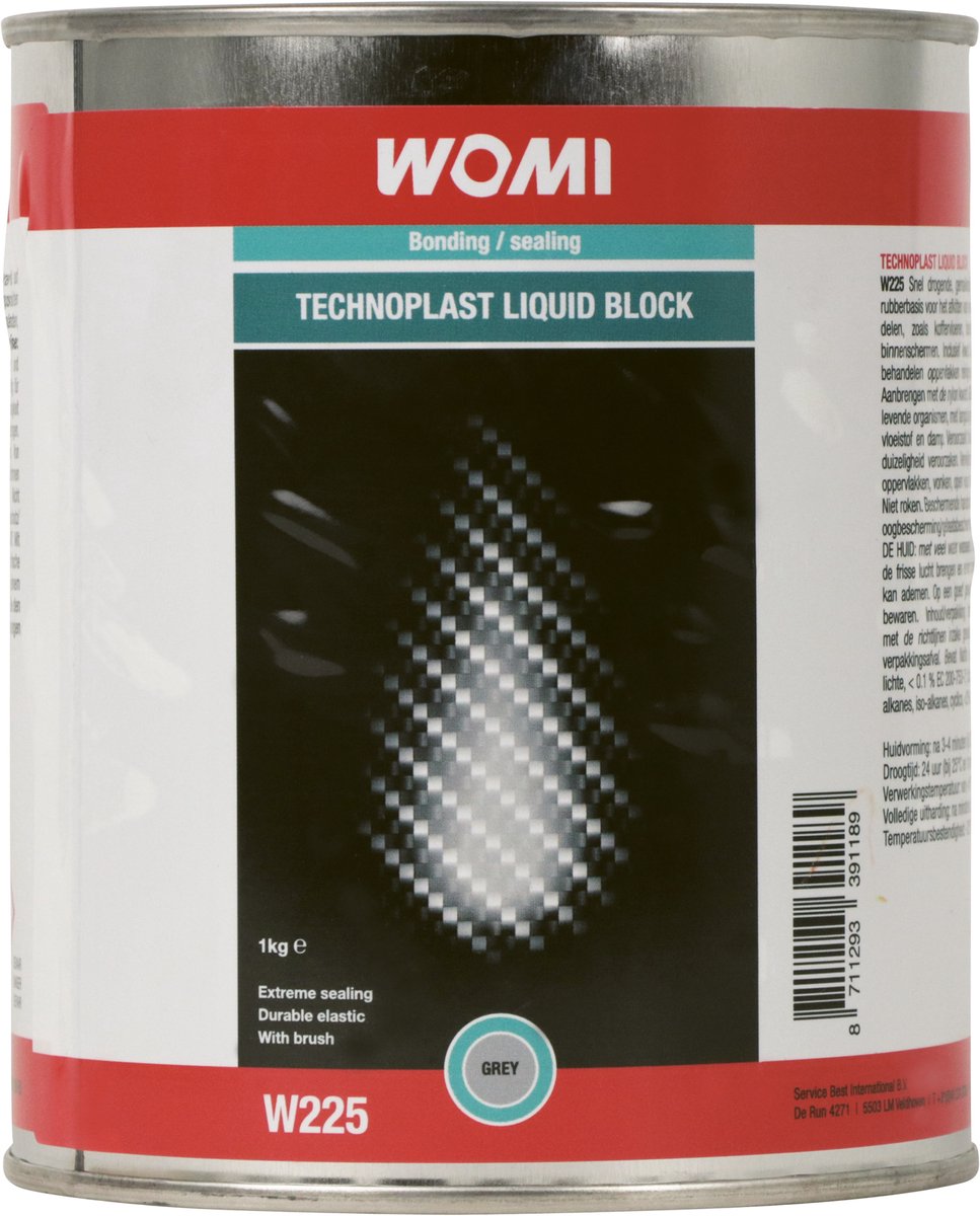 Womi W225 Technoplast Flüssigkeitsblock – Grau – Nitrilkautschukdichtung – ölbeständig – Pinselauftrag