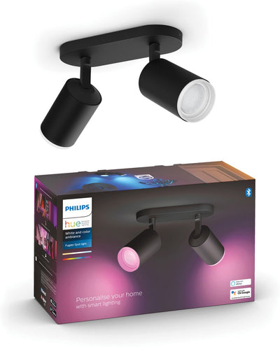 Philips Hue Fugato Aufbaustrahler – weißes und farbiges Licht – 2 Spots – Schwarz