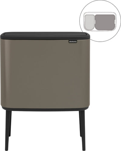 Brabantia Bo Touch Bin Abfallbehälter – 11 + 23 Liter – Mülltrennung – Platin