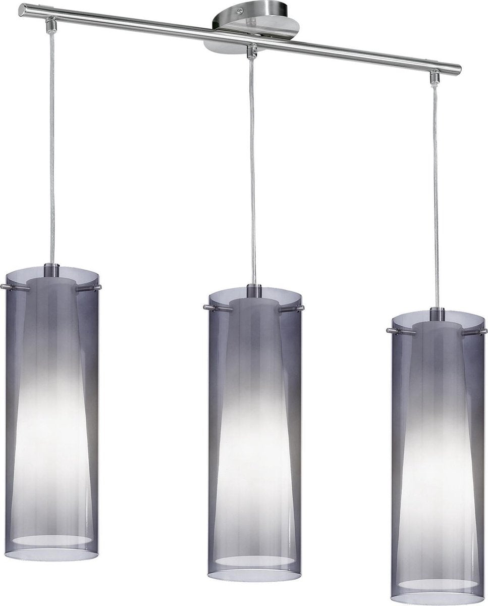 Eglo Pinto Nero Hängelampe - 3 Leuchten - Nickel-matt - Schwarz-Transparent, Weiß
