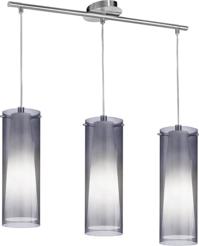 Eglo Pinto Nero Hängelampe - 3 Leuchten - Nickel-matt - Schwarz-Transparent, Weiß