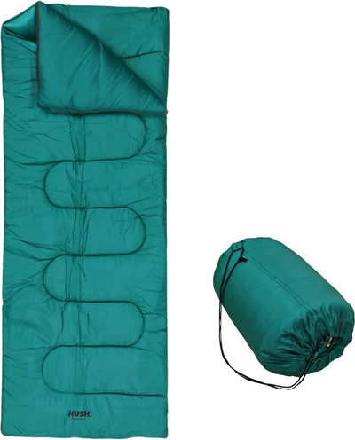 Stille. Outdoor Hush Outdoor-Schlafsack – inkl. Tragetasche mit Griff – extra langer Reißverschlussschieber – ab 15 Grad – 190 x 72 cm