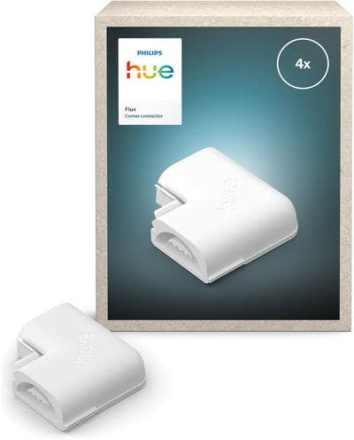 Philips Hue Flux Eckverbinder – verbindet 2 Eckleisten im 90°-Winkel – durchgehende gleichmäßige Lichtlinie – 4 Stück