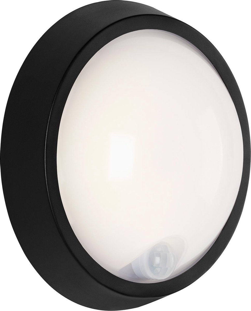 Briloner Helsinki - Außenbeleuchtung - LED-Wandleuchte - mit Bewegungssensor - 12 W - IP44 - ø17 cm - Schwarz