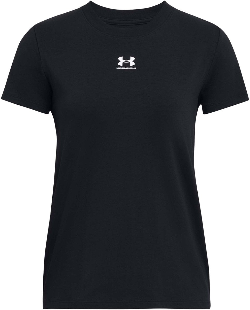 Under Armour UA Rival Core SS-BLK Damen-Sportshirt – Schwarz – Weiß