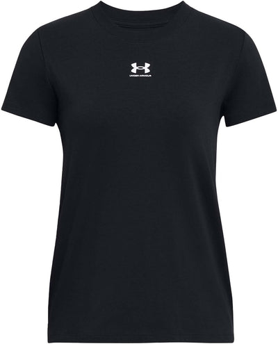 Under Armour UA Rival Core SS-BLK Damen-Sportshirt – Schwarz – Weiß