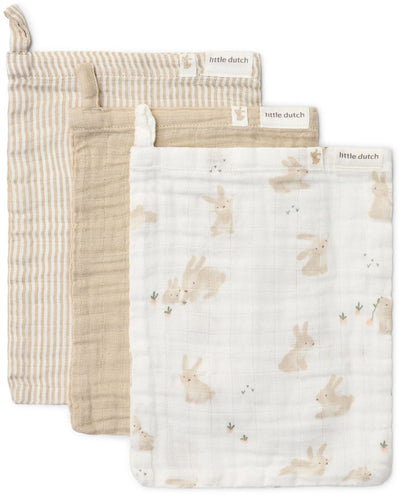 Little Dutch Waschlappen-Set – Weiß – Newborn Naturals – Babyhase