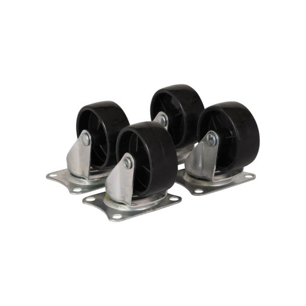 Anhängerausrüstung ANHÄNGERGETRIEBE 4 x Schwenkrad 50 mm. Schwarz