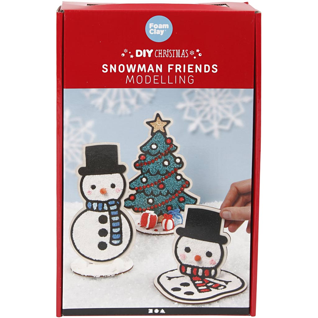 Schaumton-Schneemann mit Weihnachtsbaum, 1 Set