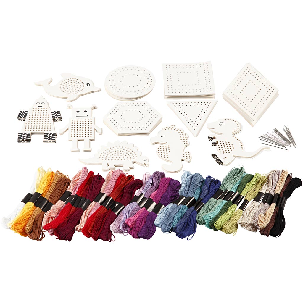 Creativ Firmengruppe Set Figuren mit Stickgarn, Größe 8-17 cm, verschiedene Farben, 1 Set