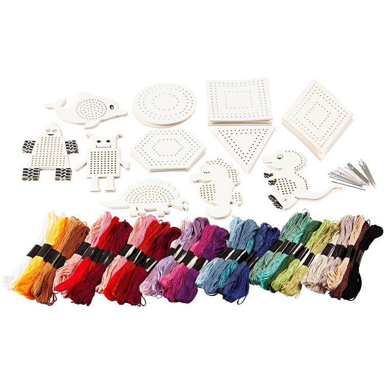 Creativ Firmengruppe Set Figuren mit Stickgarn, Größe 8-17 cm, verschiedene Farben, 1 Set