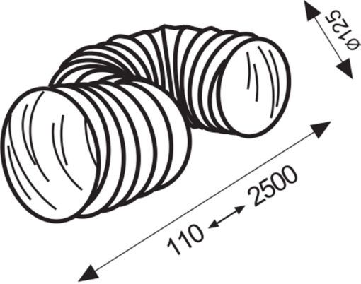 Schlauch flexibler PVC weiß 125 mm 2,5 Meter
