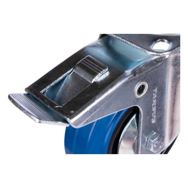Tarsus Schwenkrad + Bremse 100 mm. Blau