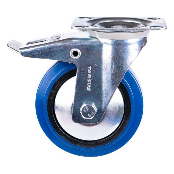 Tarsus Schwenkrad + Bremse 125 mm. Blau