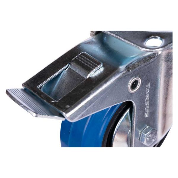Tarsus Schwenkrad + Bremse 125 mm. Blau