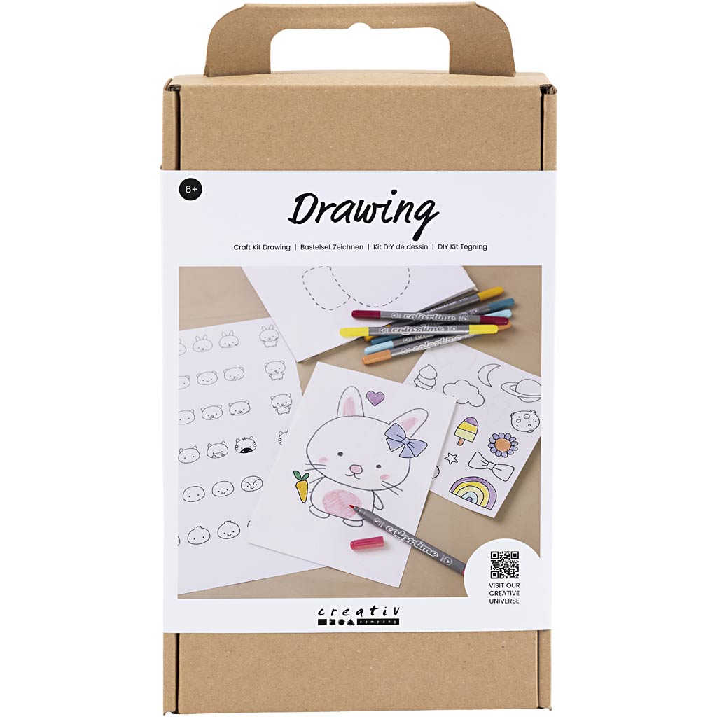 Creativ Company Zeichen-Hobby-Set, gemischte Figuren, Pastellfarben, 1 Box