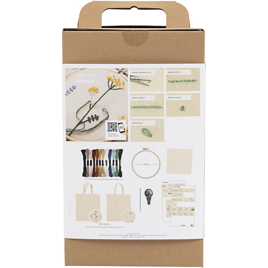 Creativ Company Starter-Hobby-Set Stickerei, Blumen, 1 Box