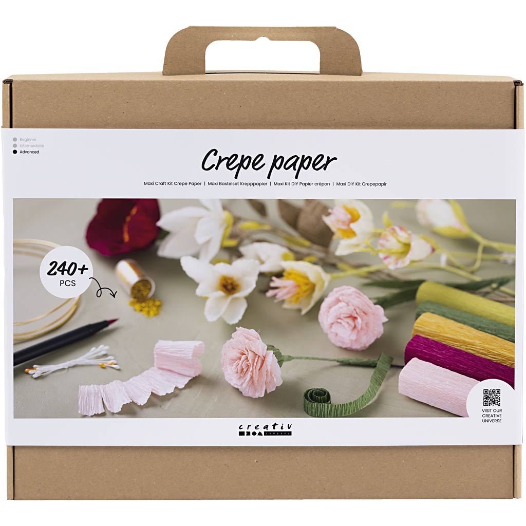 Creativ Company Maxi-Hobby-Set Krepppapier, Blumen, Kreppverhältnis: 180 %, 105 g, 1 Box
