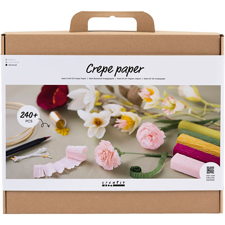 Creativ Company Maxi-Hobby-Set Krepppapier, Blumen, Kreppverhältnis: 180 %, 105 g, 1 Box