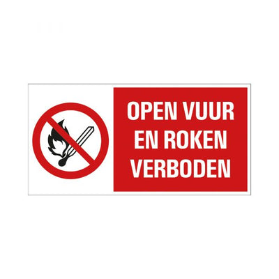 Platte offenes Feuer und Rauchen verboten - 150 x 300 mm.
