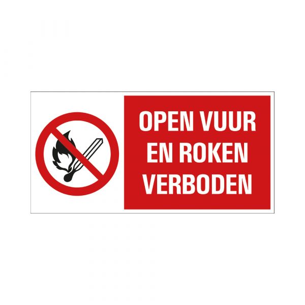 Platte offenes Feuer und Rauchen verboten - 150 x 300 mm.