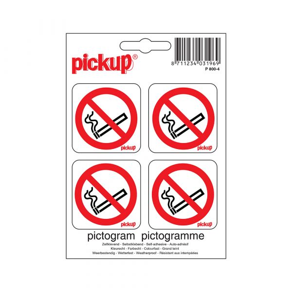 Aufkleber zum Rauchen verboten - 50 x 50 mm - 4 Stücke.