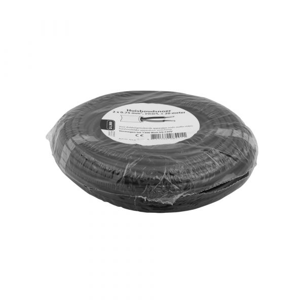 Haushaltskabel 2x0.75 Black 20 Meter