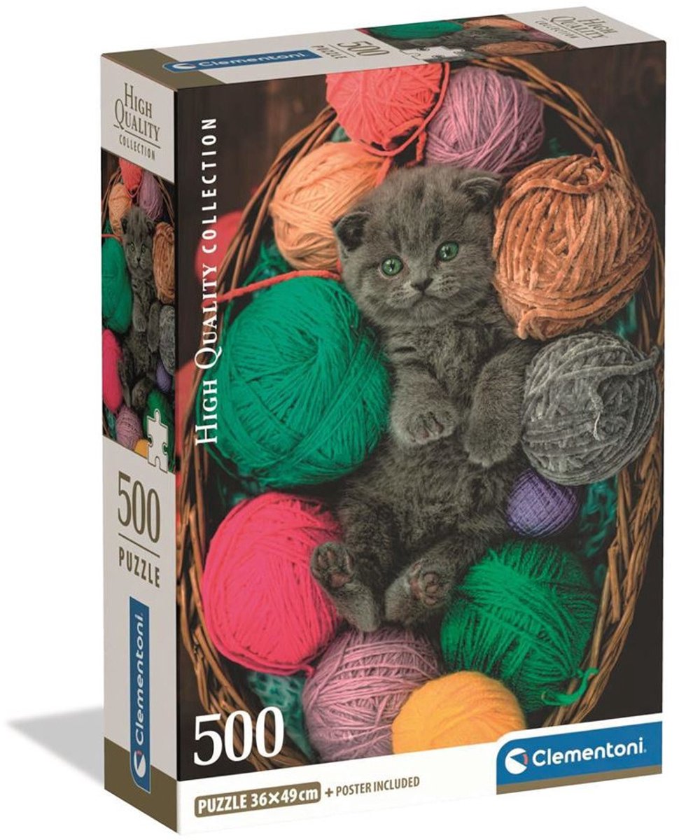 Clementoni – flauschiges Kätzchen – Puzzle 500 Teile – Poster – kompakt