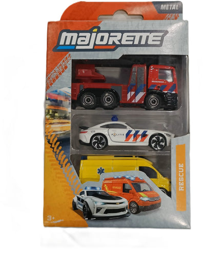 Majorette – Spielzeugfahrzeuge SOS – Feuerwehr – Polizei – Krankenwagen – 7,5 cm