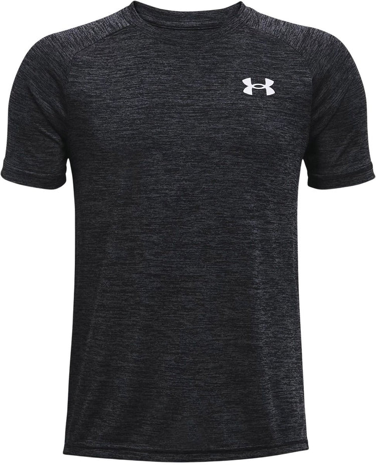 Under Armour UA Tech 2.0 SS-BLK Jungen-Sportshirt – Schwarz – Weiß