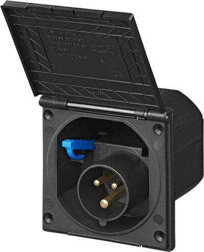 Proplus quadratischer Wandanschlusskasten – 16 A – IP44 – 230 V – schwarz – abschließbarer Deckel