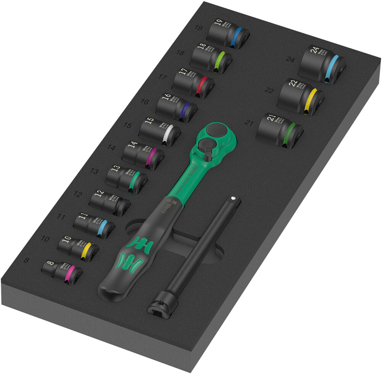 Wera 9724 Schaumstoffeinlage | inklusive zyklop Comfort-Ratschenset 1 | 3 8 | 16-teilig - 05150114001
