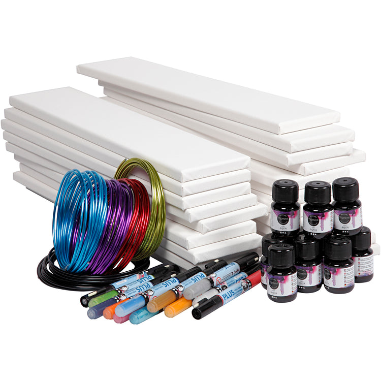 Lange Leinwände mit Aquarell, weiß, 20 Stück, 1 Set