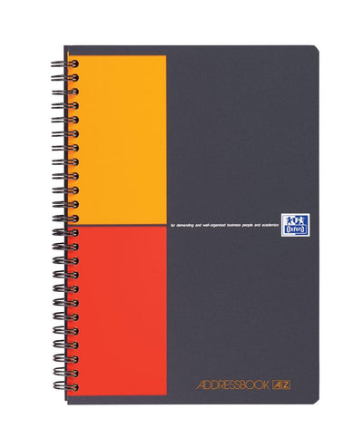 Adressbuch Oxford PP 14,8 x 21 cm, orange gefütterter Daumengriff, 2 Aufbewahrungshüllen, EU-Alphabet