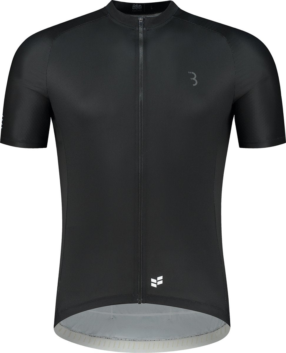 BBB Cycling Comfortfit R – nachhaltiges Radsportshirt Herren Kurzarm – 15–25 °C – atmungsaktives MTB- und Radsportshirt – 3 Rückentaschen – Schwarz