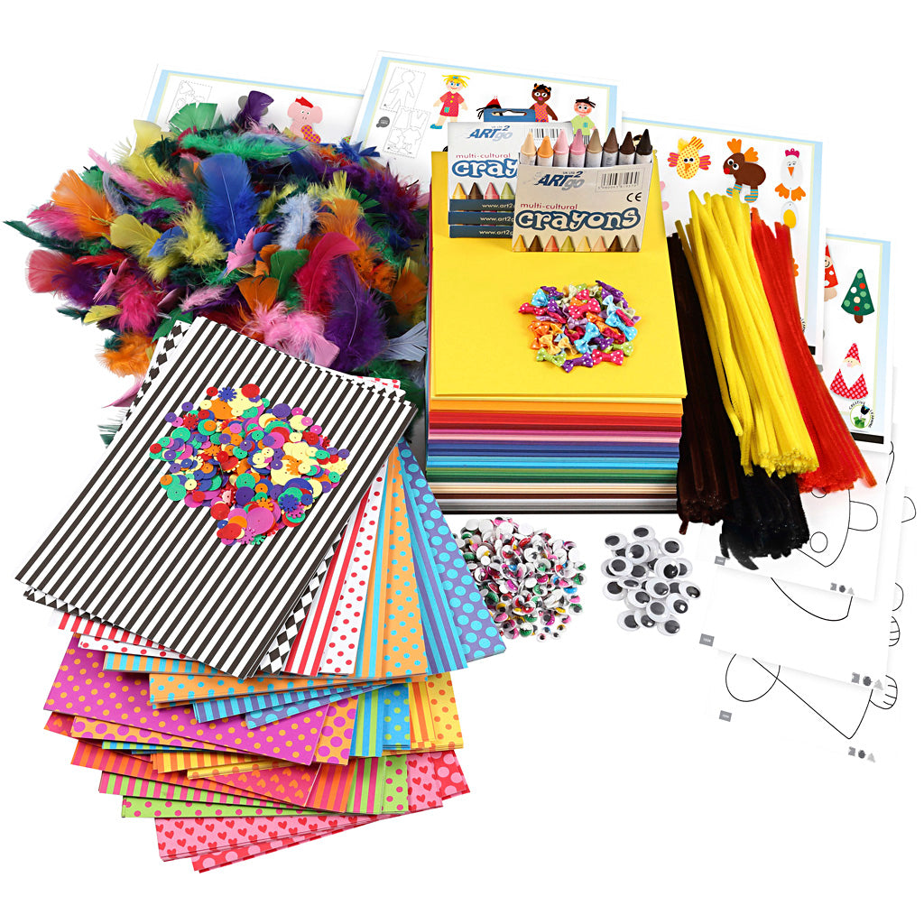 Creativ Company große Kreativverpackung mit Materialien und Vorlagen, verschiedene Farben, 1 Set