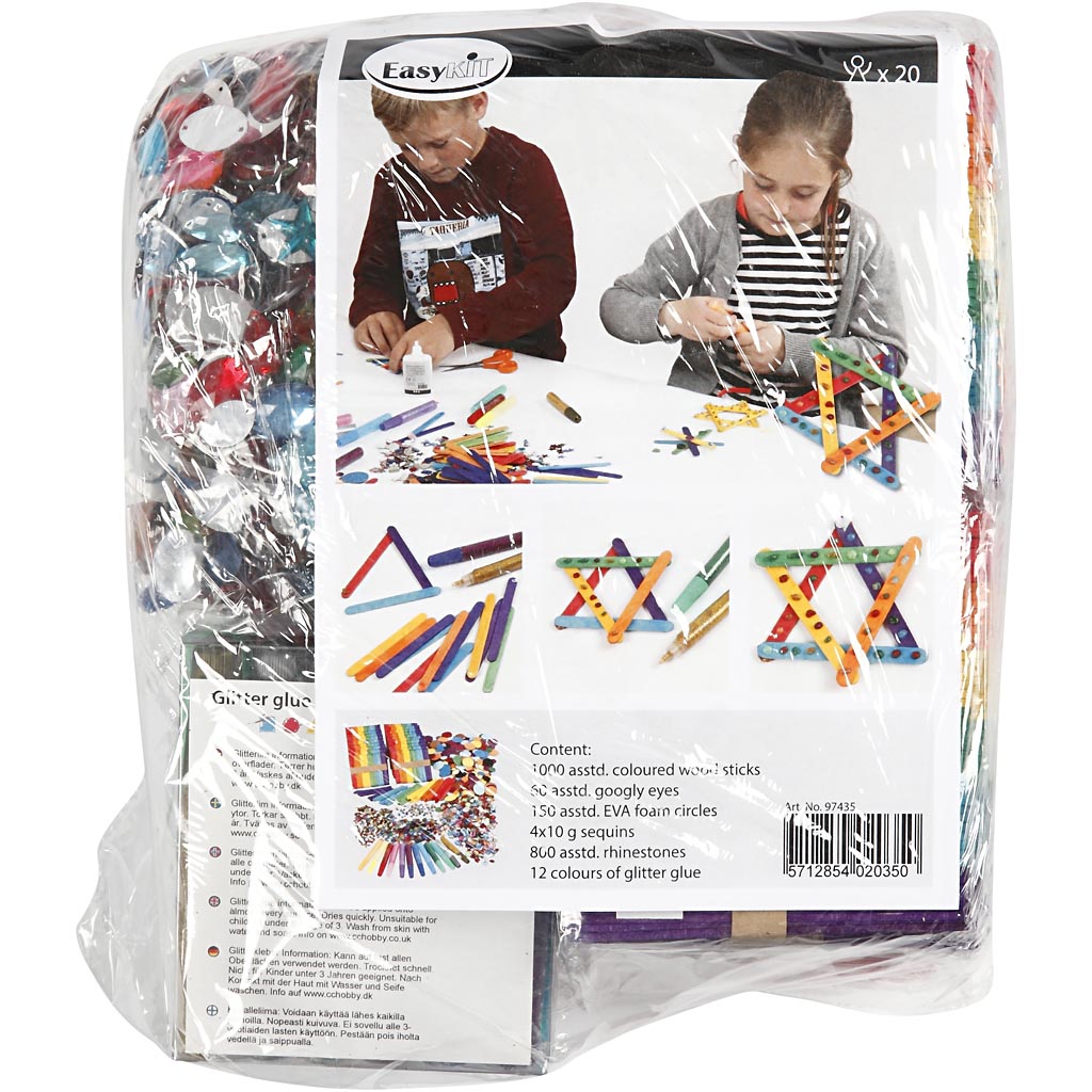 Creativ Company Glitzer- und Holzstäbchen, verschiedene Farben, 1 Set