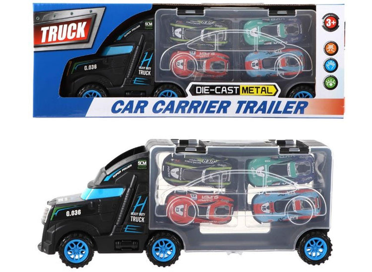 LKW 28cm mit 4 Autos 33x12x7cm