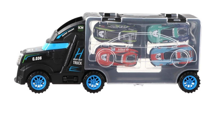 LKW 28cm mit 4 Autos 33x12x7cm
