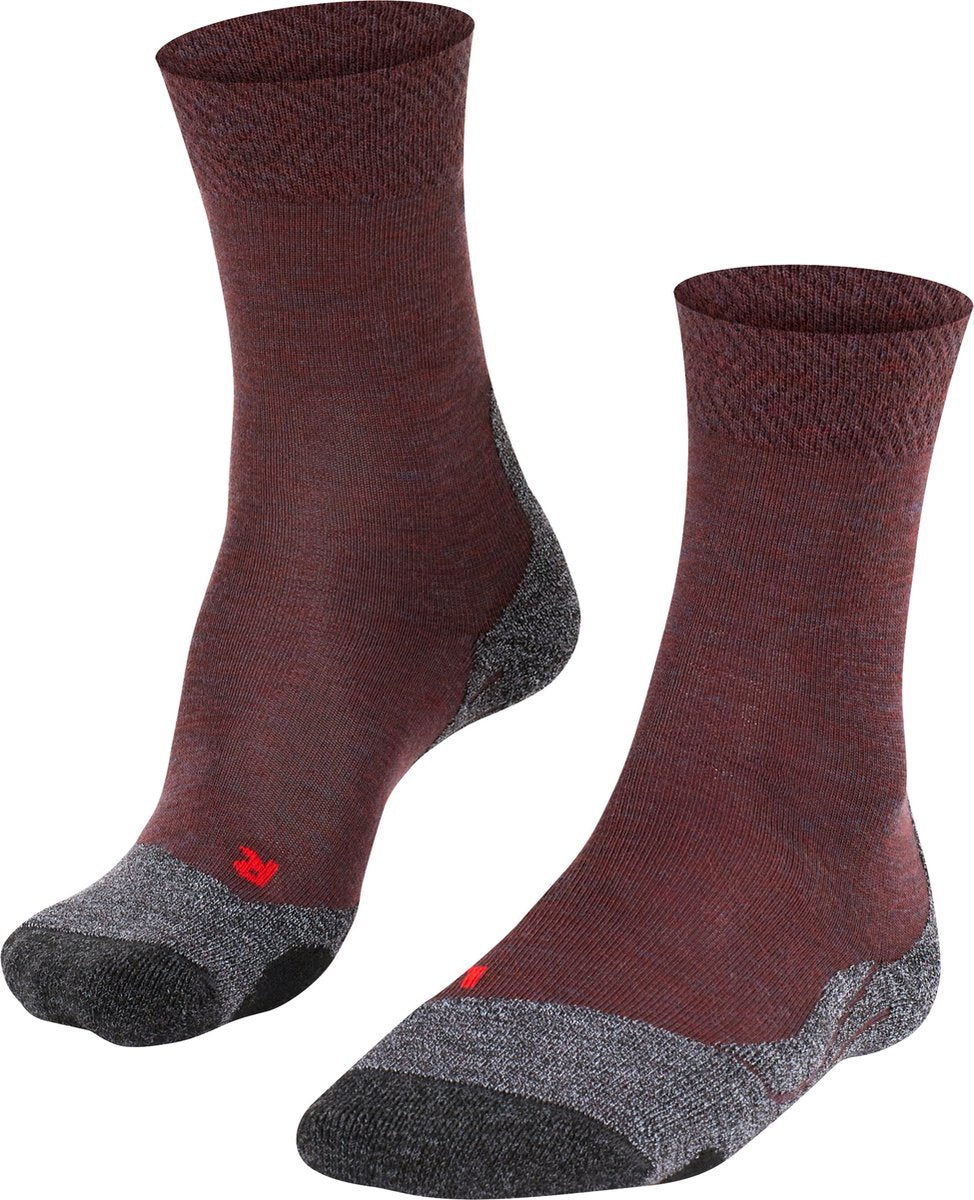 Falke TK2 Melange Anti-Blister Wandersocken aus dickem Woll-Funktionsmaterial Damen Rot – Größe 39-40